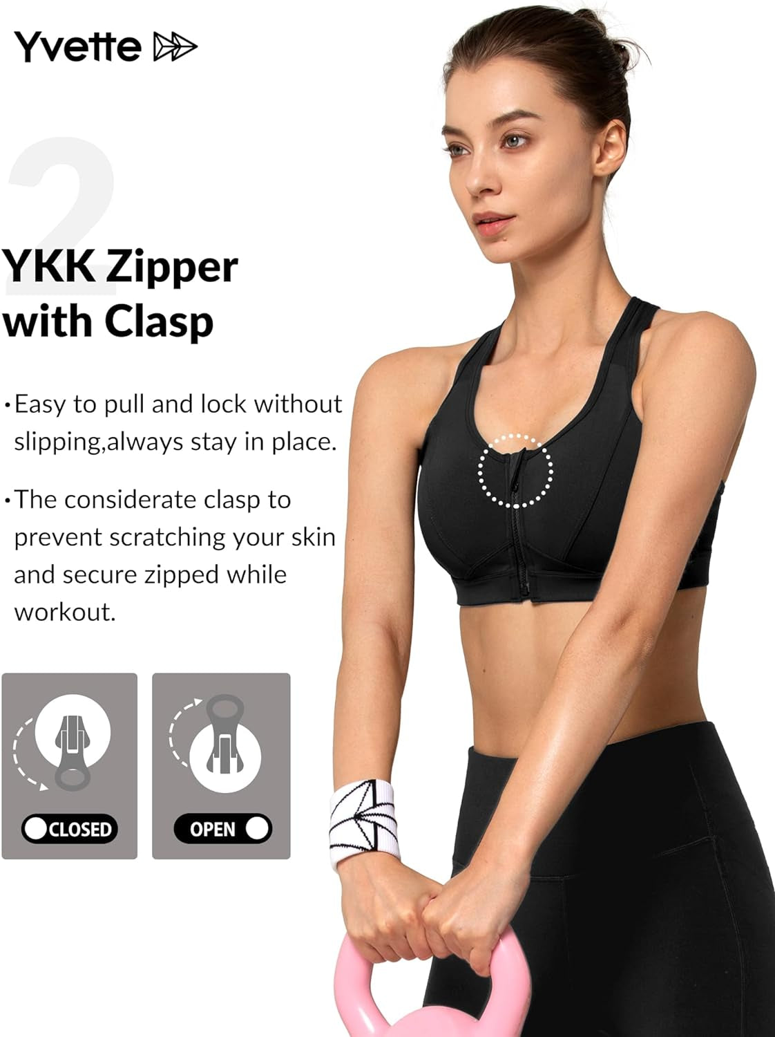 Zip Front High Impact Sports Bra for Large Bust
