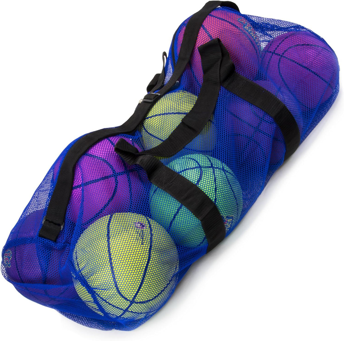 39" Mesh Sports Ball Bag with Adjustable Shoulder Strap, Oversize Duffle - Great for Carrying Gym Equipment, Jerseys, & Laundry (Blue)