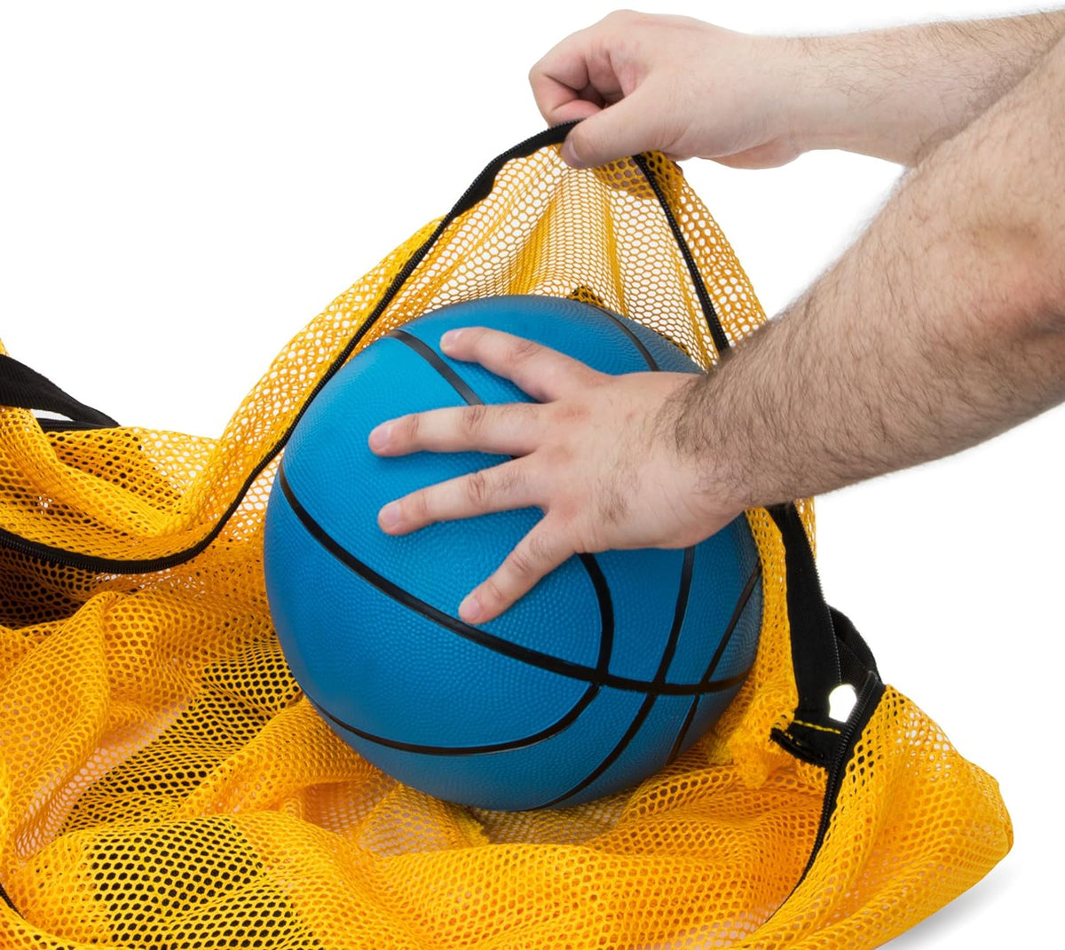 39" Mesh Sports Ball Bag with Adjustable Shoulder Strap, Oversize Duffle - Great for Carrying Gym Equipment, Jerseys, & Laundry (Blue)